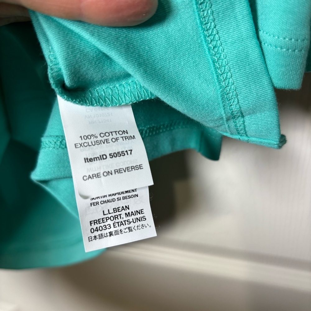 L.L.Bean Top Women's XL Petite Turquoise Blue V-Neck 3/4 Sleeve Coastal Cotton - Picture 8 of 9